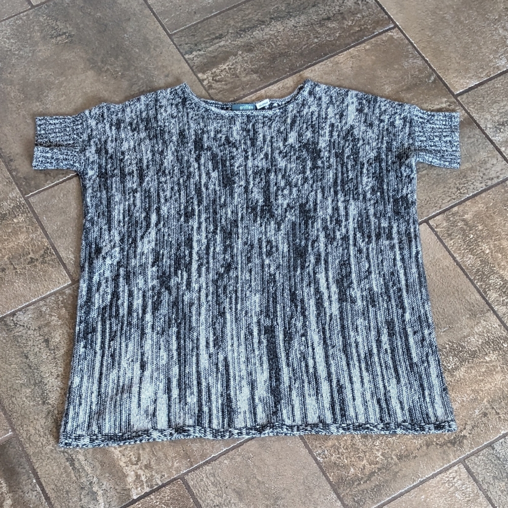 Short Sleeve 100% Cashmere Knit Oversized Sweater Size S, Gray